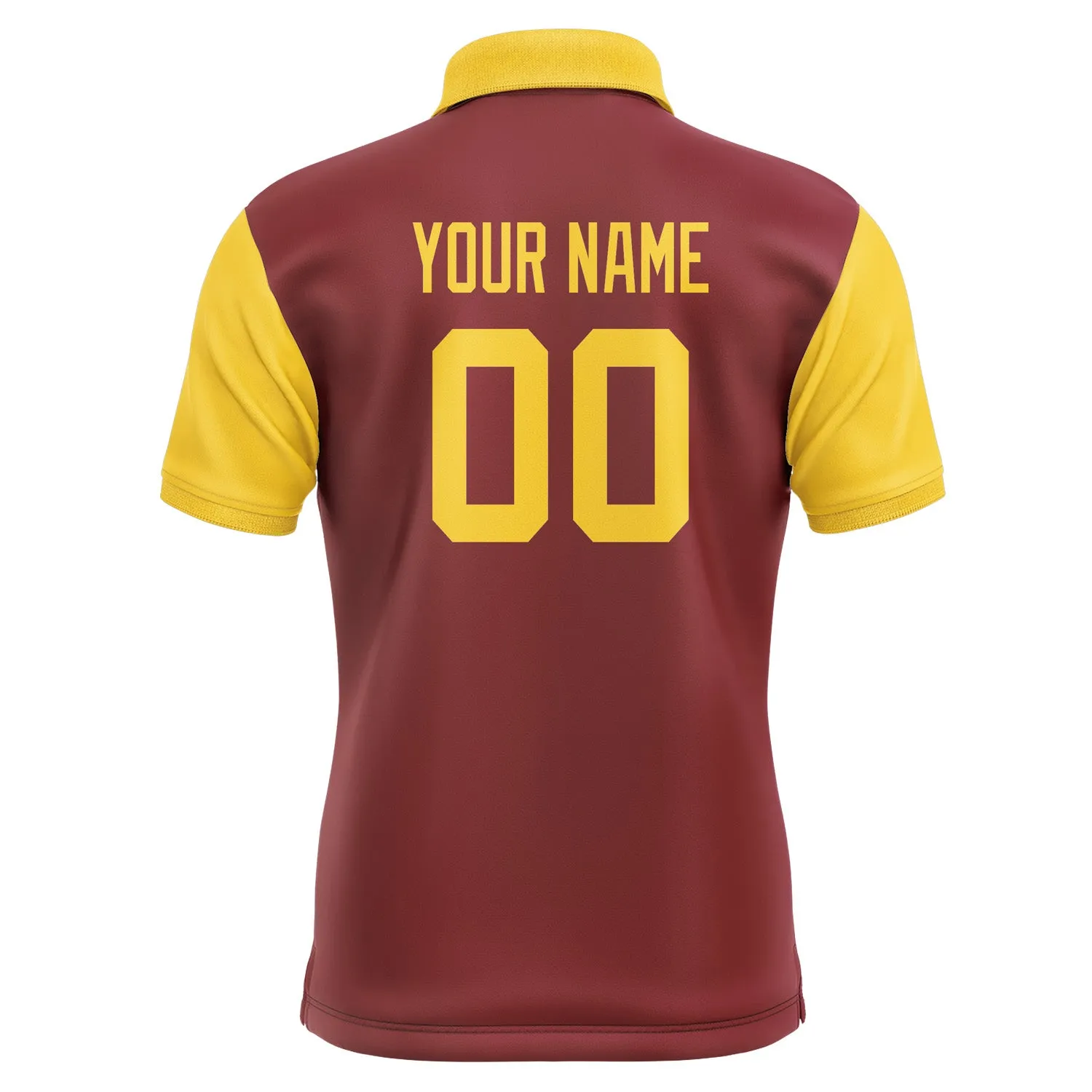 Custom Crimson Red Gold Short-Sleeve Polo Shirt