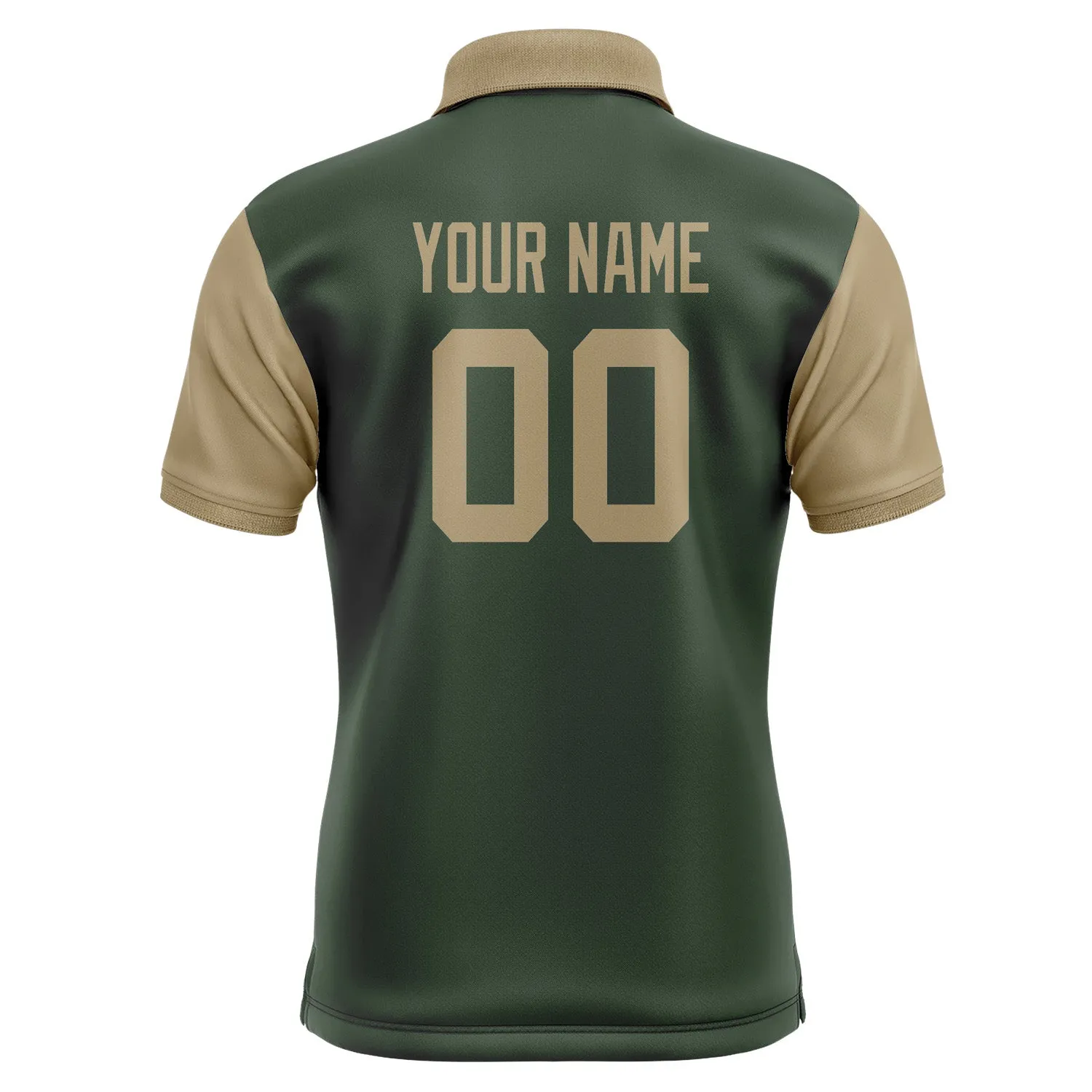 Custom Dark Green Light Khaki Short-Sleeve Polo Shirt