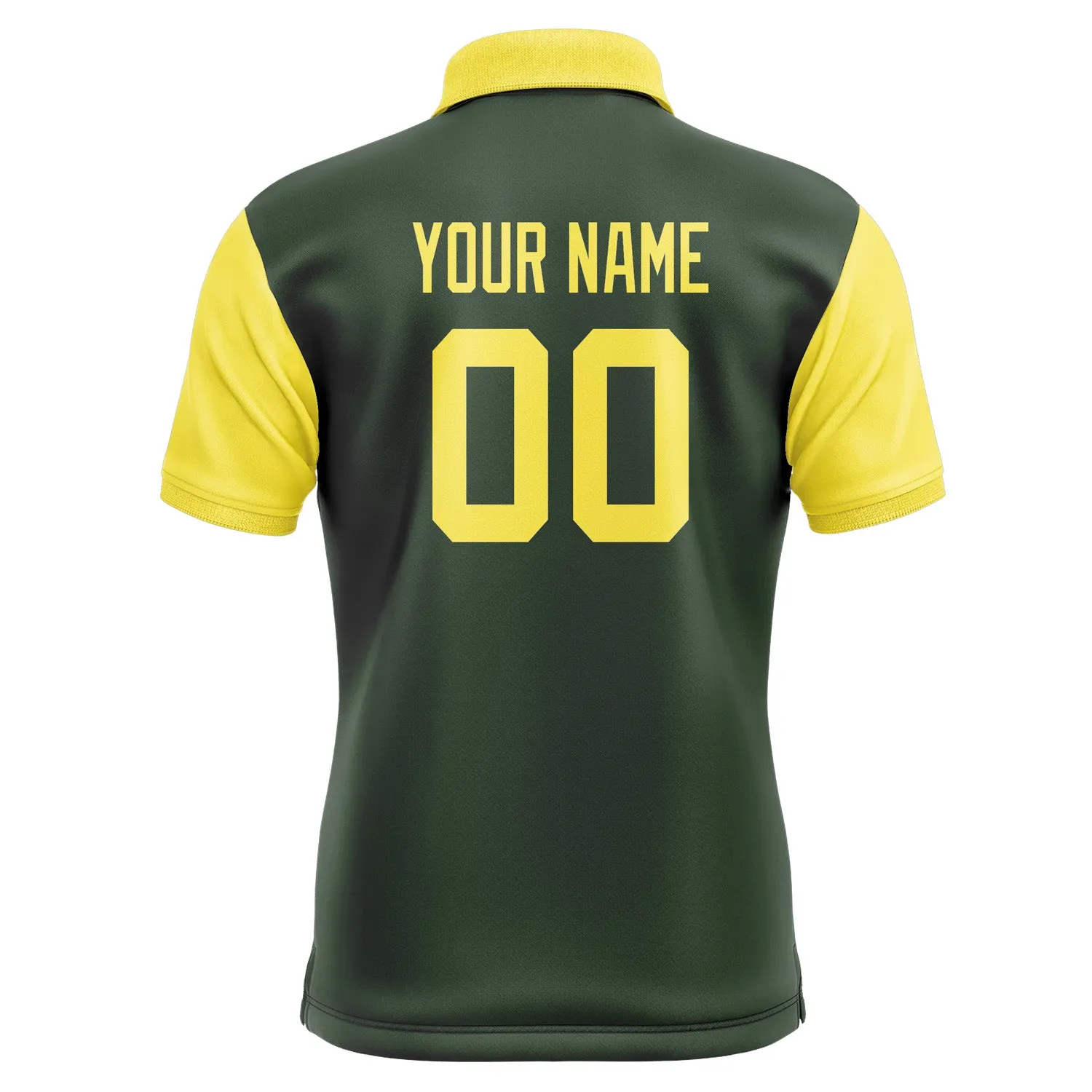 Custom Dark Green Light Yellow Short-Sleeve Polo Shirt