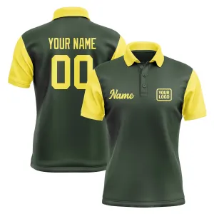 Custom Dark Green Light Yellow Short-Sleeve Polo Shirt