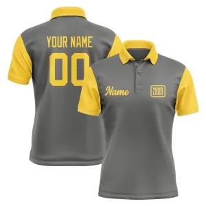 Custom Dark Grey Gold Short-Sleeve Polo Shirt