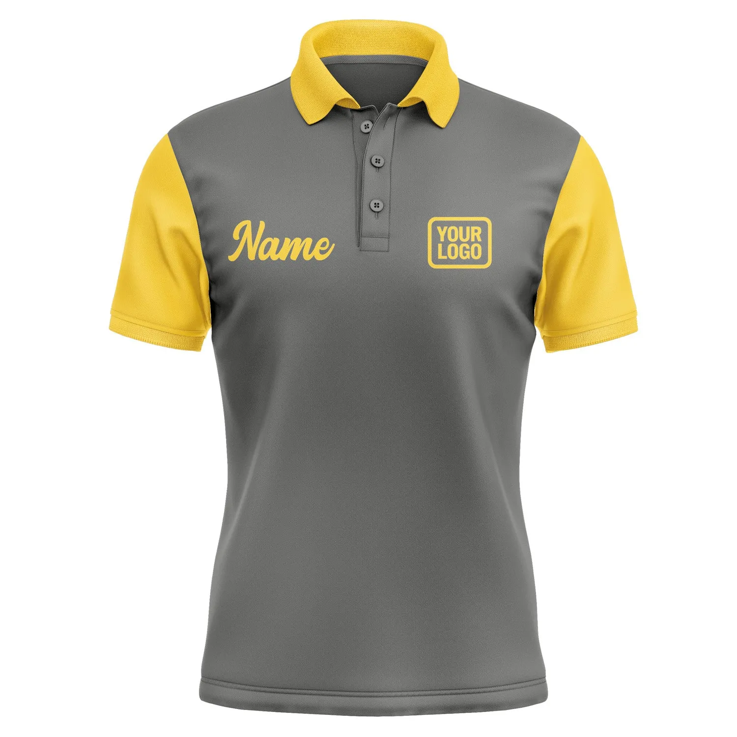 Custom Dark Grey Gold Short-Sleeve Polo Shirt