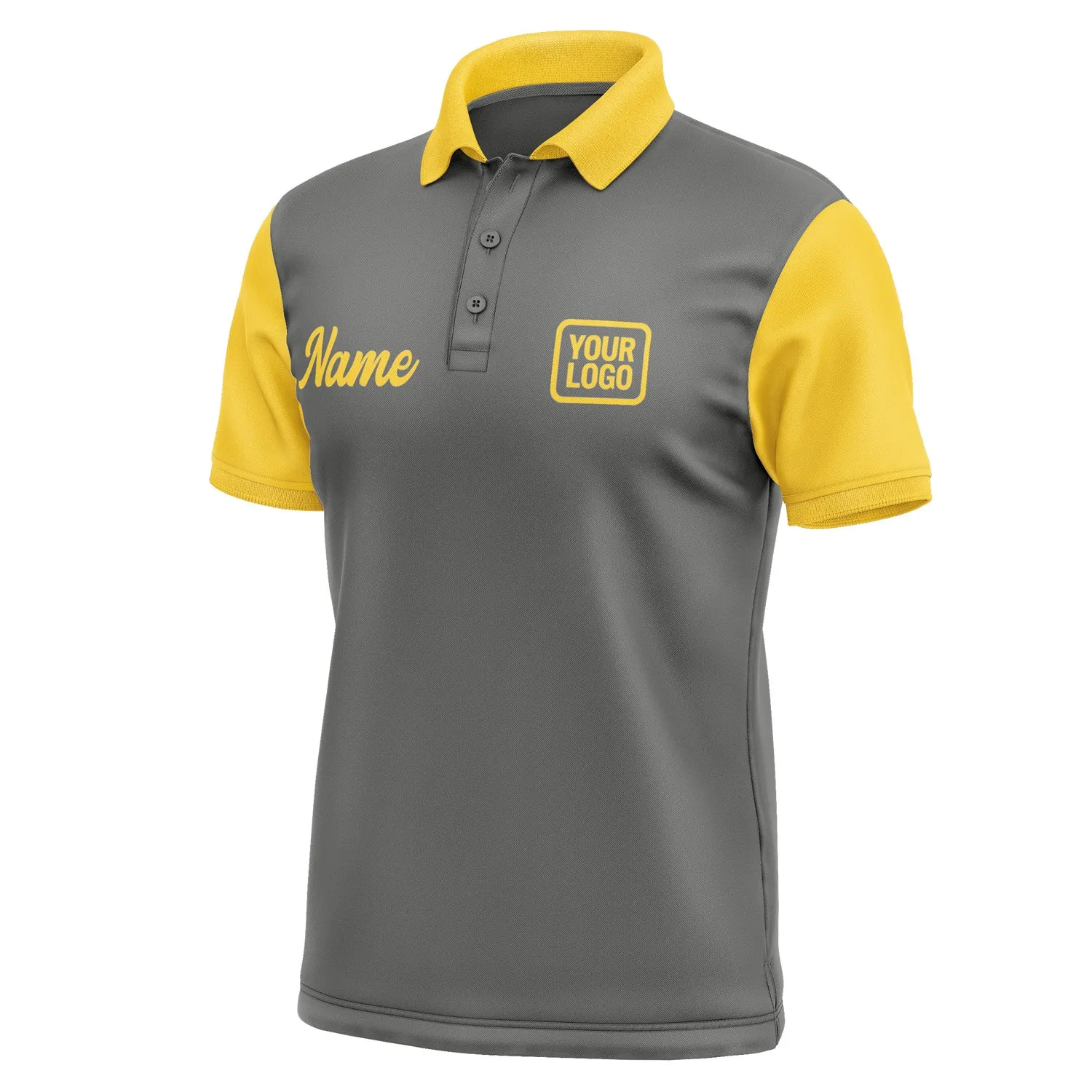 Custom Dark Grey Gold Short-Sleeve Polo Shirt