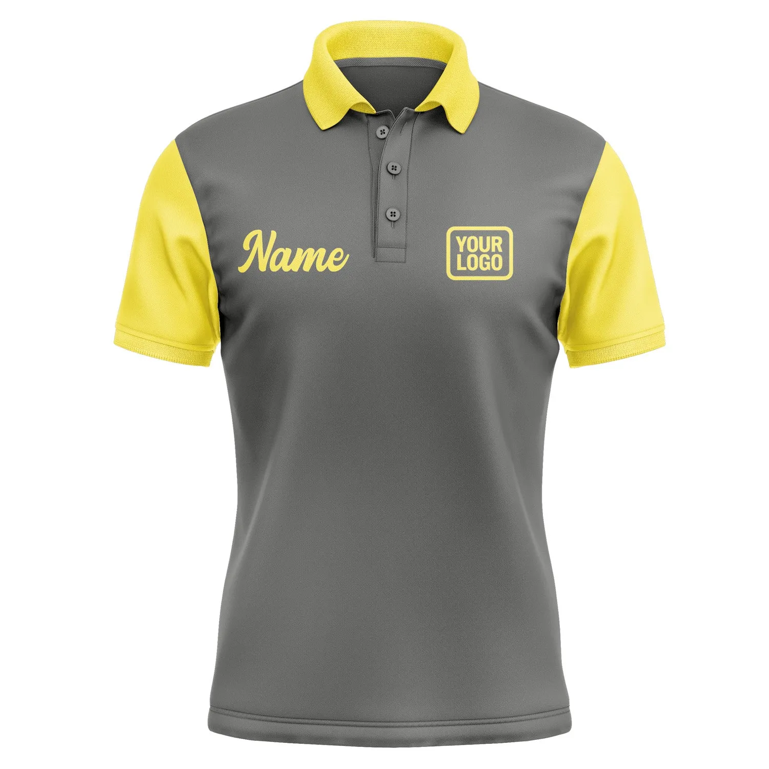 Custom Dark Grey Light Yellow Short-Sleeve Polo Shirt