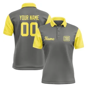Custom Dark Grey Light Yellow Short-Sleeve Polo Shirt