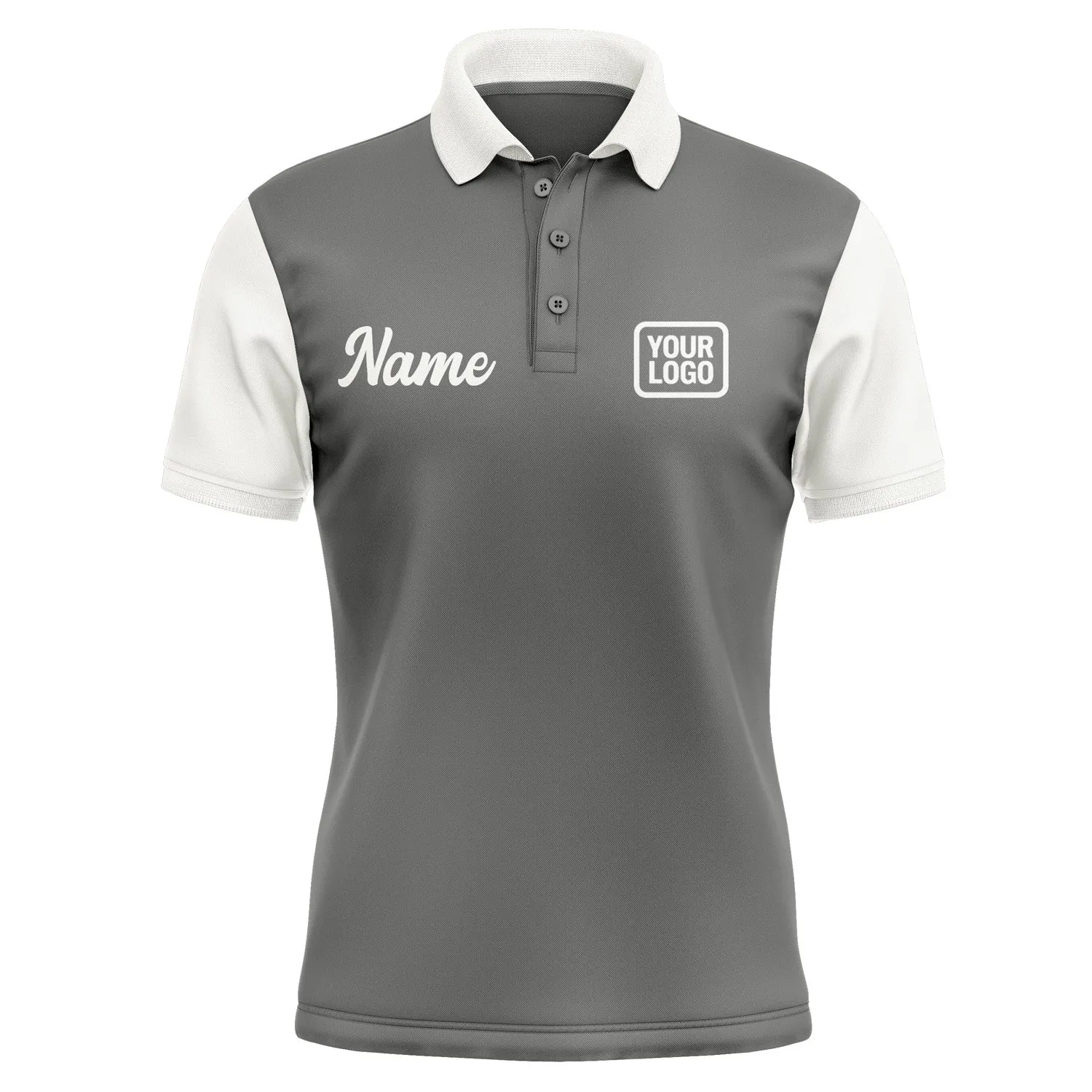 Custom Dark Grey White Short-Sleeve Polo Shirt