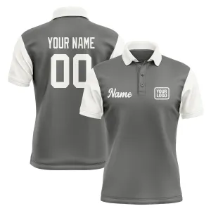 Custom Dark Grey White Short-Sleeve Polo Shirt