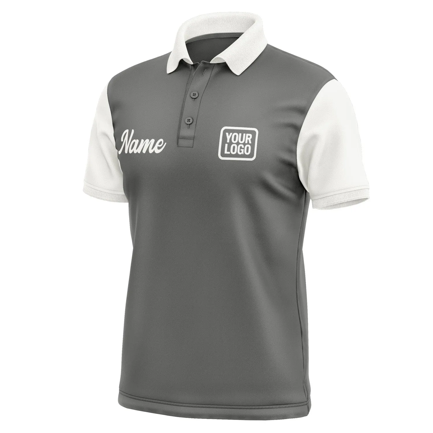 Custom Dark Grey White Short-Sleeve Polo Shirt