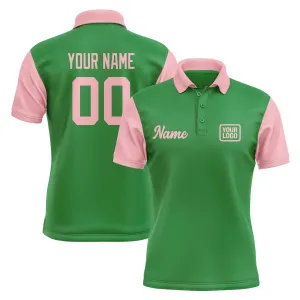 Custom Emerald Green Light Pink Short-Sleeve Polo Shirt