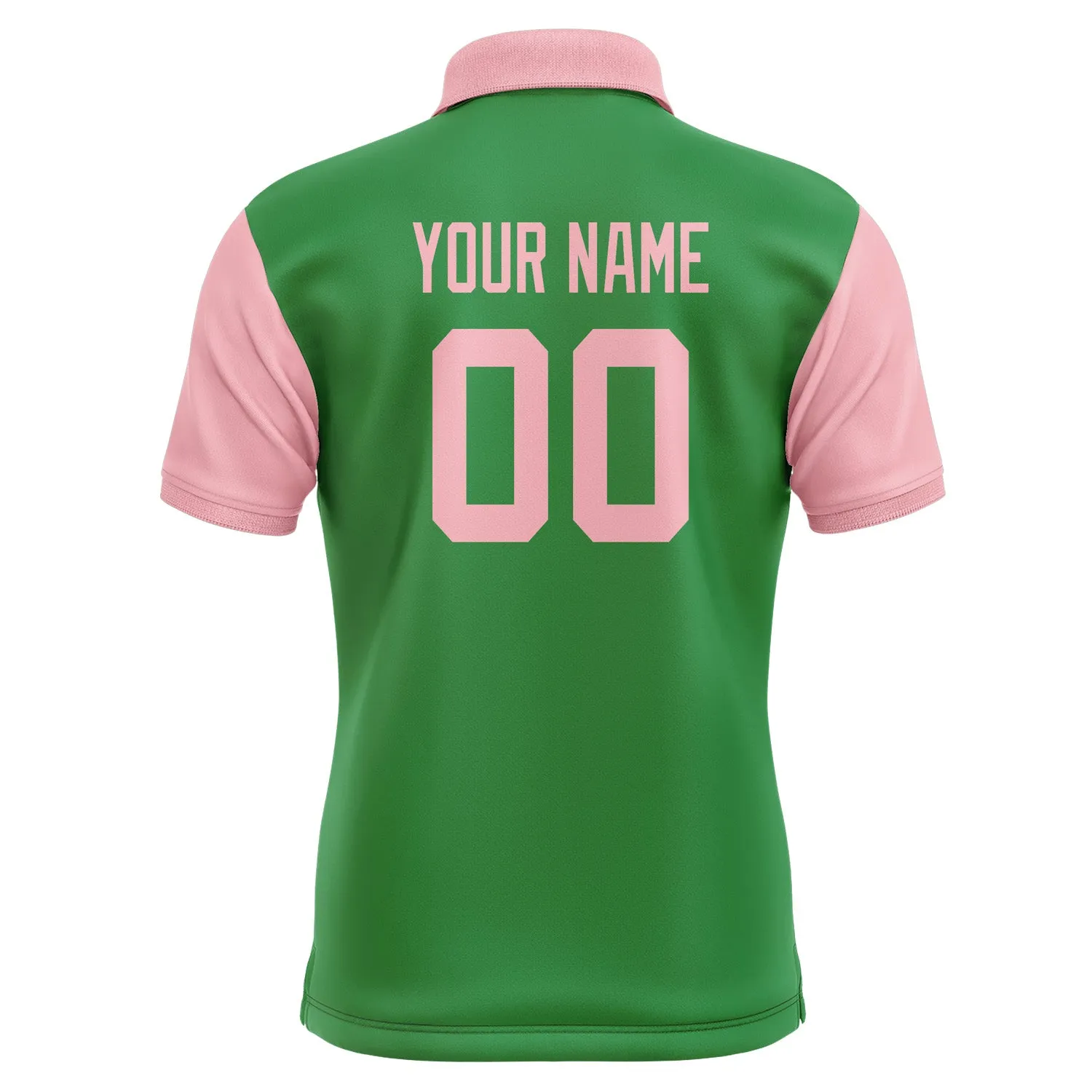 Custom Emerald Green Light Pink Short-Sleeve Polo Shirt