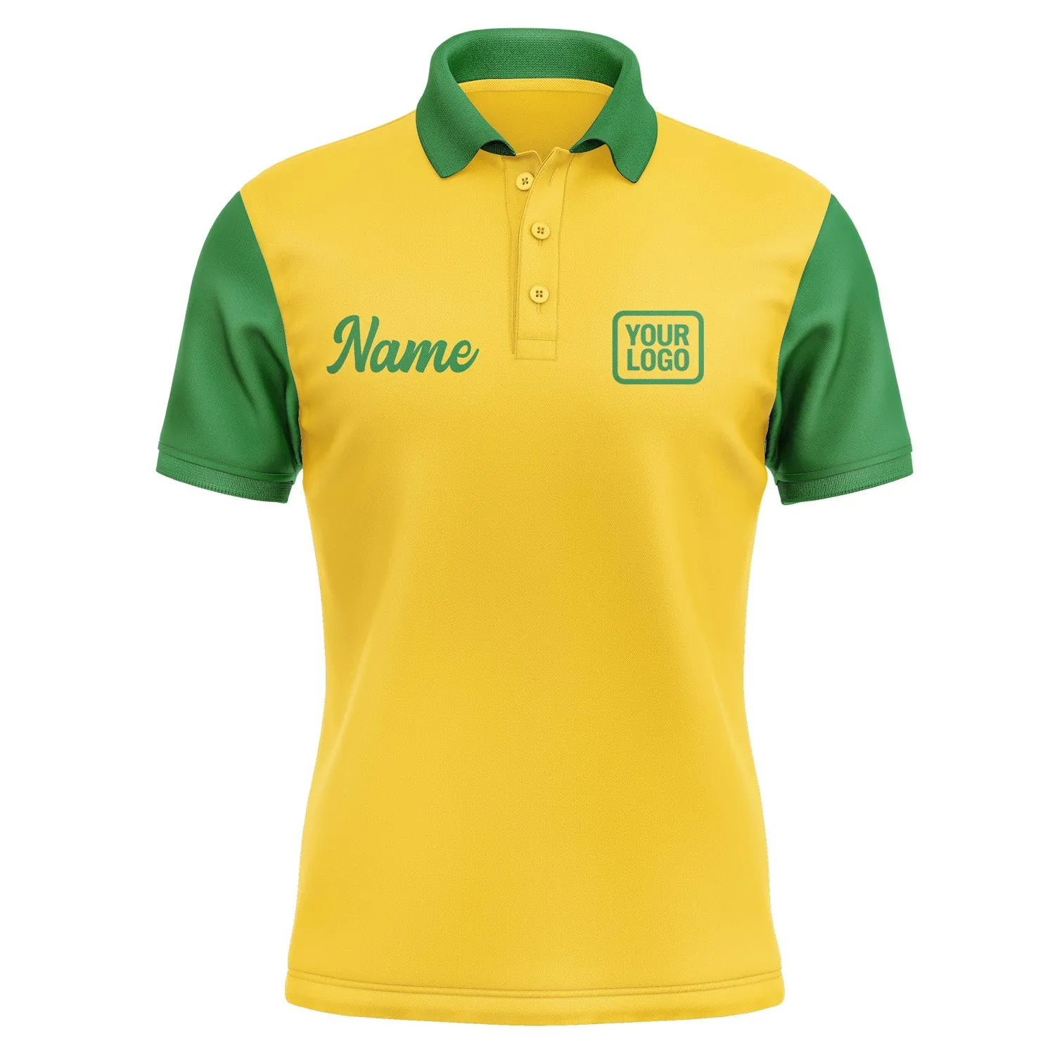 Custom Gold Emerald Green Short-Sleeve Polo Shirt