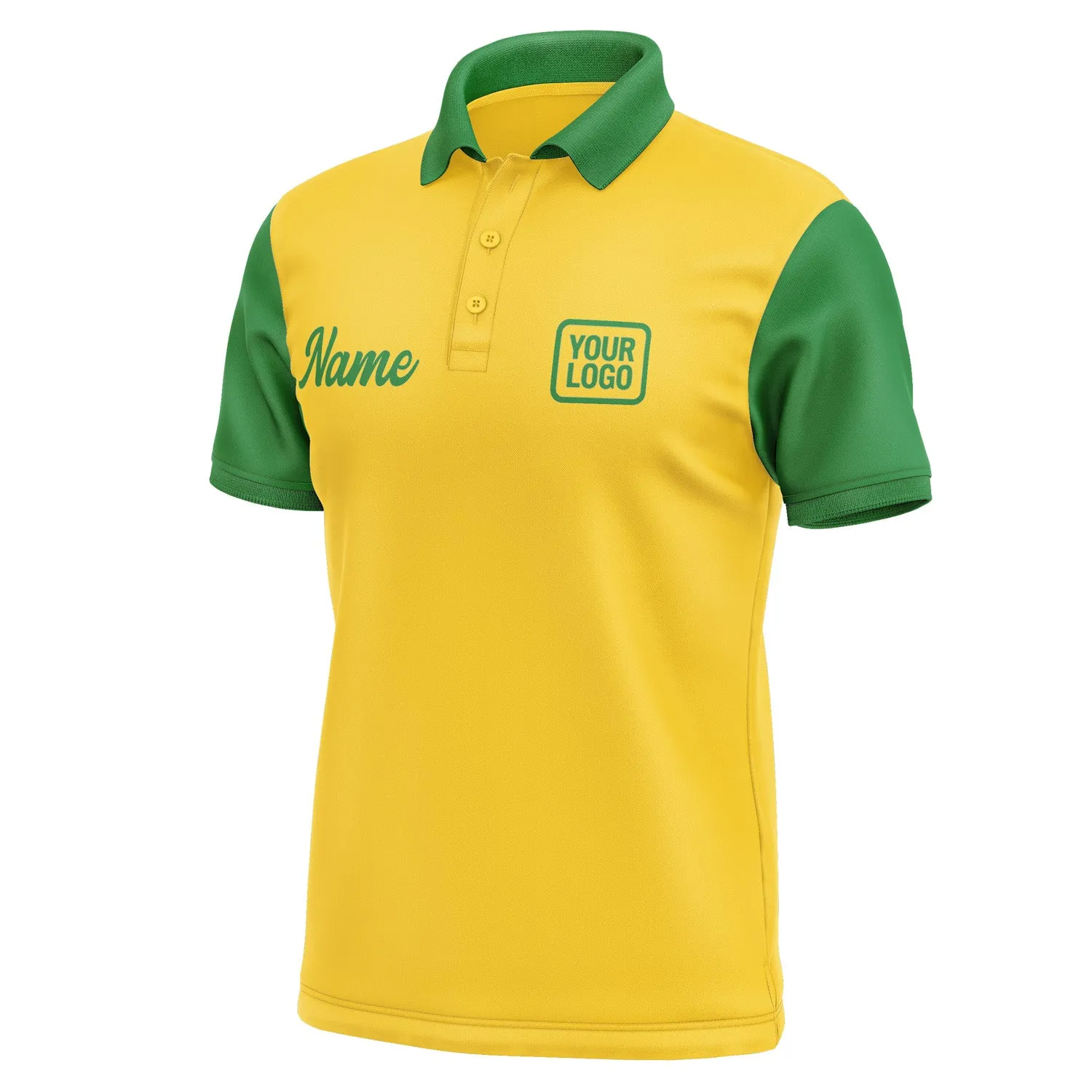 Custom Gold Emerald Green Short-Sleeve Polo Shirt