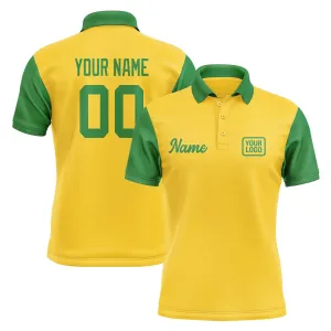 Custom Gold Emerald Green Short-Sleeve Polo Shirt