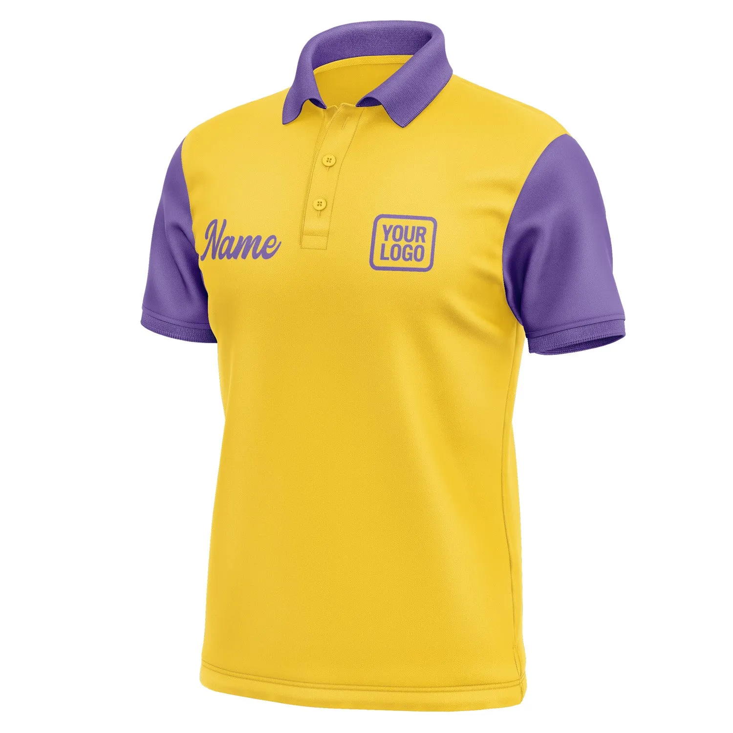 Custom Gold Light Purple Short-Sleeve Polo Shirt
