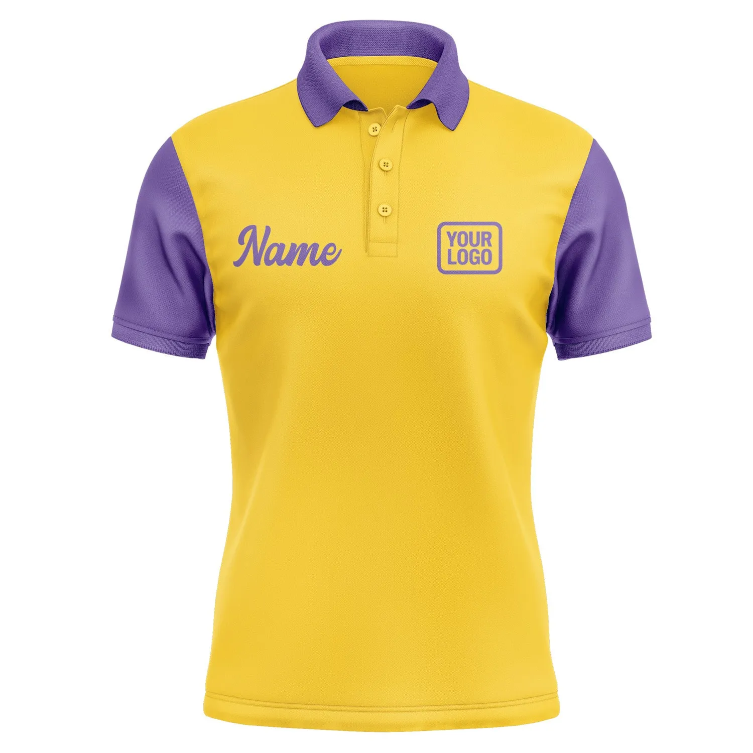 Custom Gold Light Purple Short-Sleeve Polo Shirt