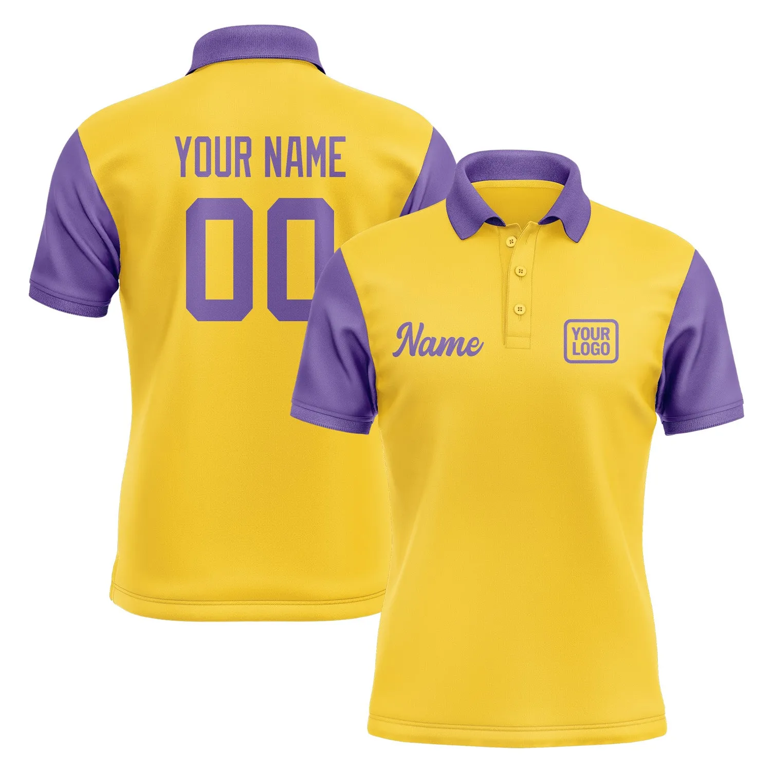 Custom Gold Light Purple Short-Sleeve Polo Shirt