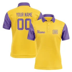 Custom Gold Light Purple Short-Sleeve Polo Shirt
