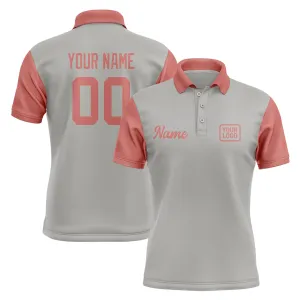 Custom Gray Copper Rose Short-Sleeve Polo Shirt