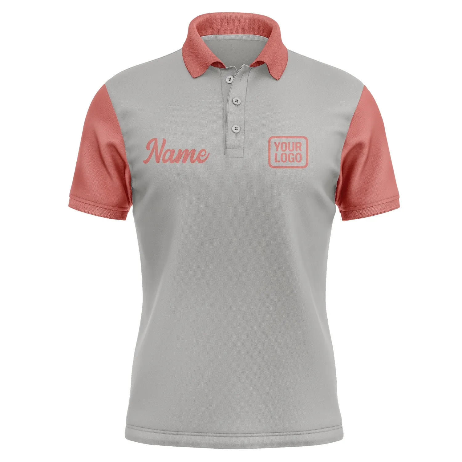 Custom Gray Copper Rose Short-Sleeve Polo Shirt
