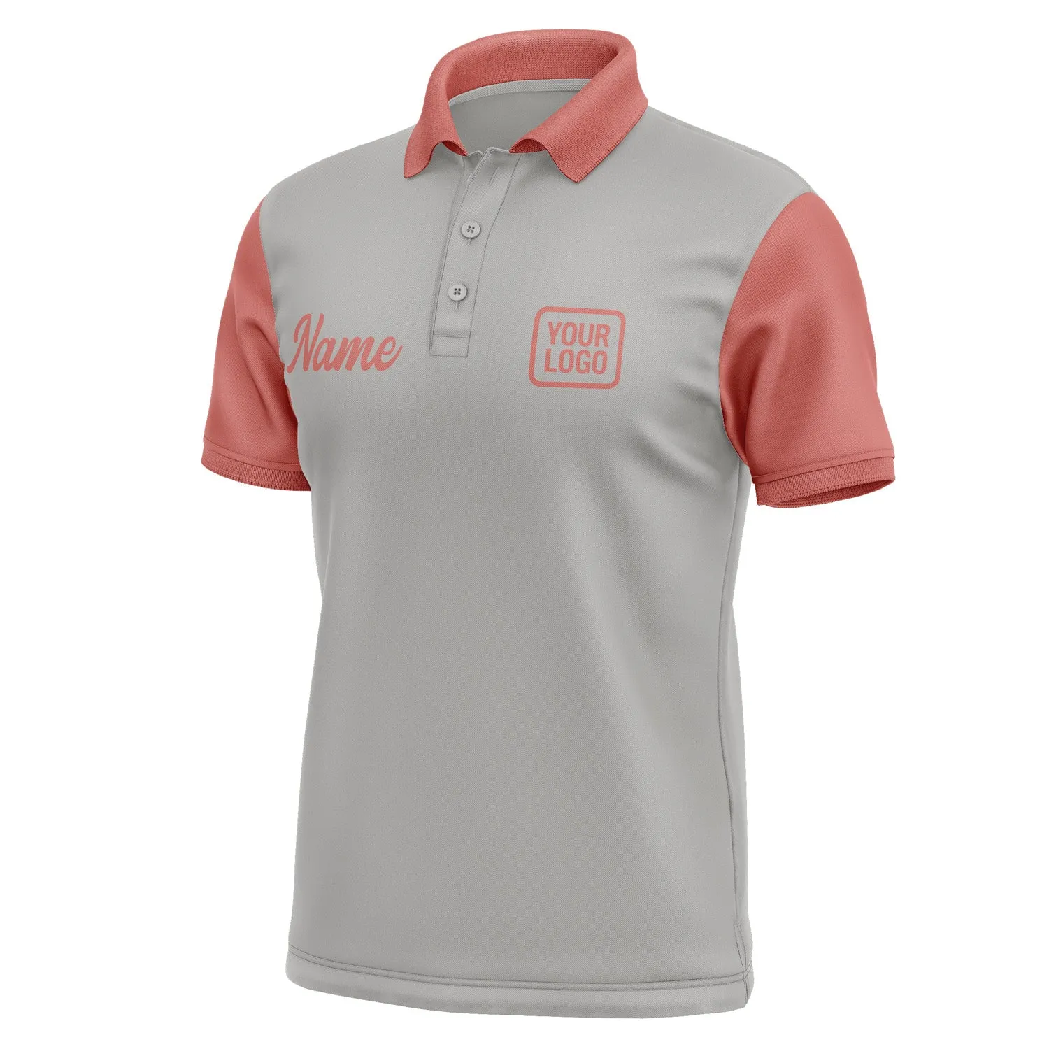 Custom Gray Copper Rose Short-Sleeve Polo Shirt
