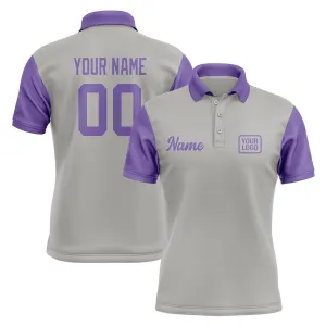 Custom Gray Light Purple Short-Sleeve Polo Shirt