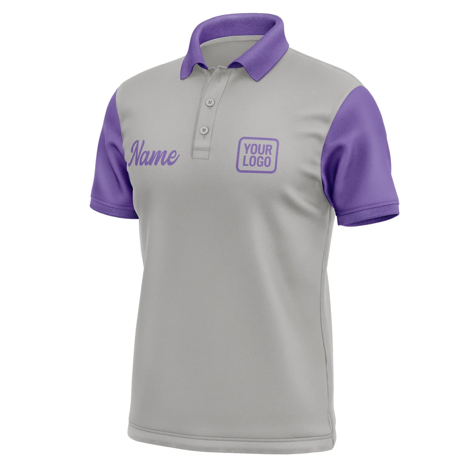 Custom Gray Light Purple Short-Sleeve Polo Shirt