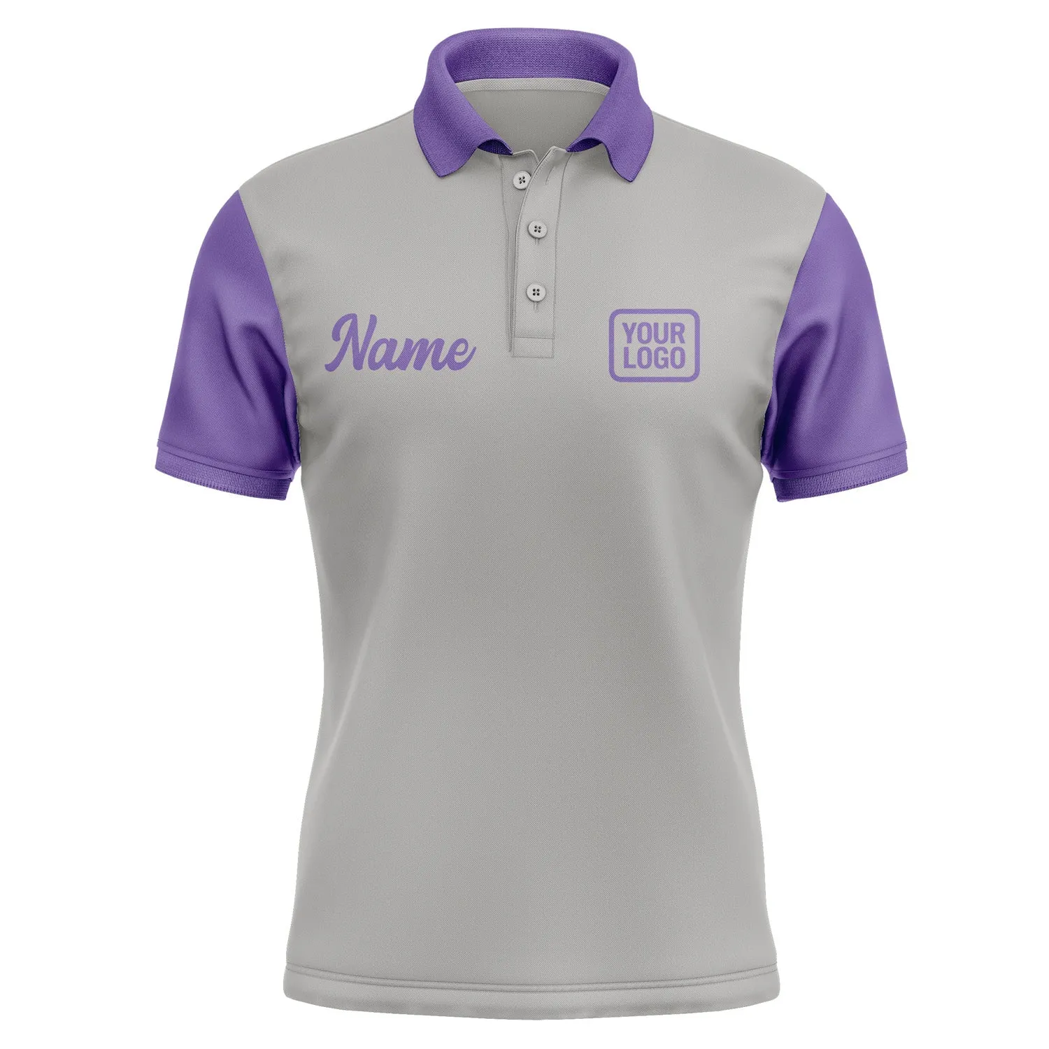 Custom Gray Light Purple Short-Sleeve Polo Shirt