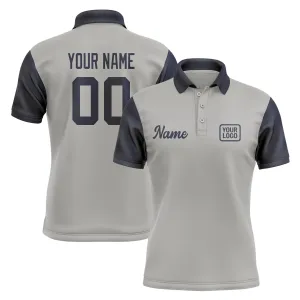 Custom Gray Navy Short-Sleeve Polo Shirt