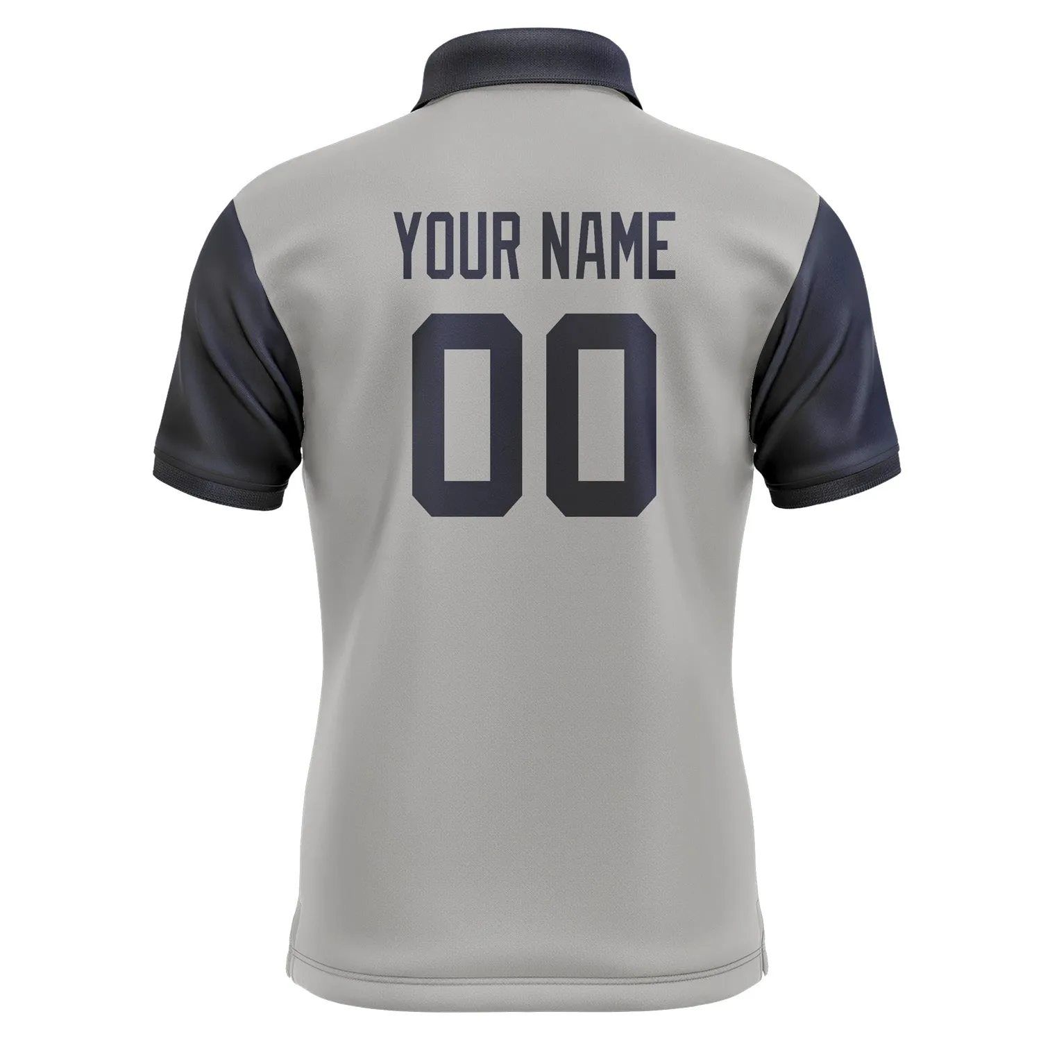 Custom Gray Navy Short-Sleeve Polo Shirt