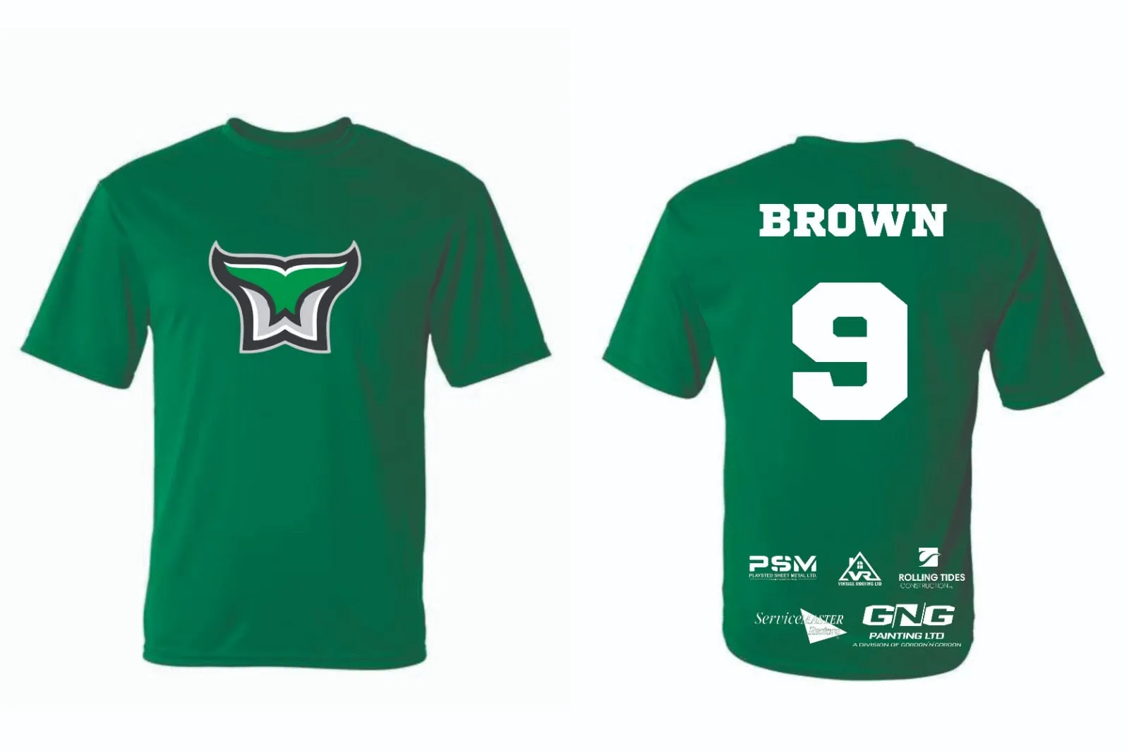 Custom JDF Kelly Green dry fit warm-up shirts