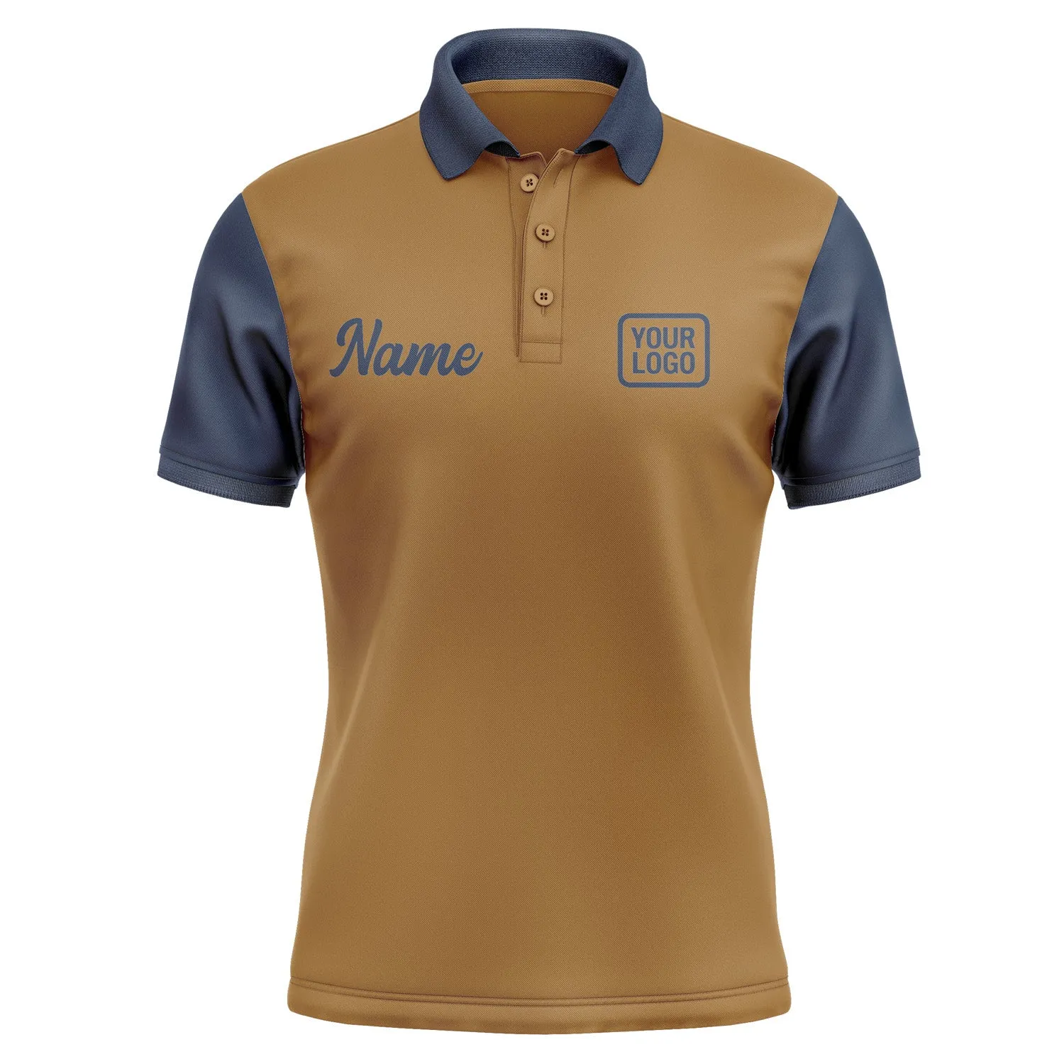 Custom Khaki Blue Short-Sleeve Polo Shirt