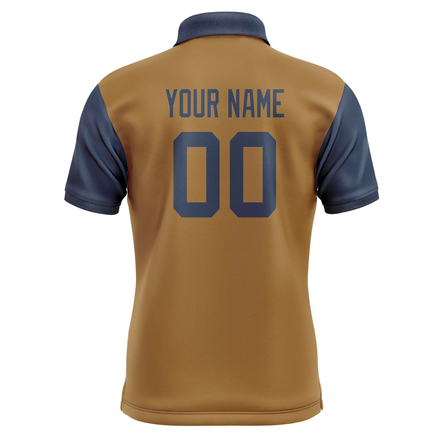 Custom Khaki Blue Short-Sleeve Polo Shirt