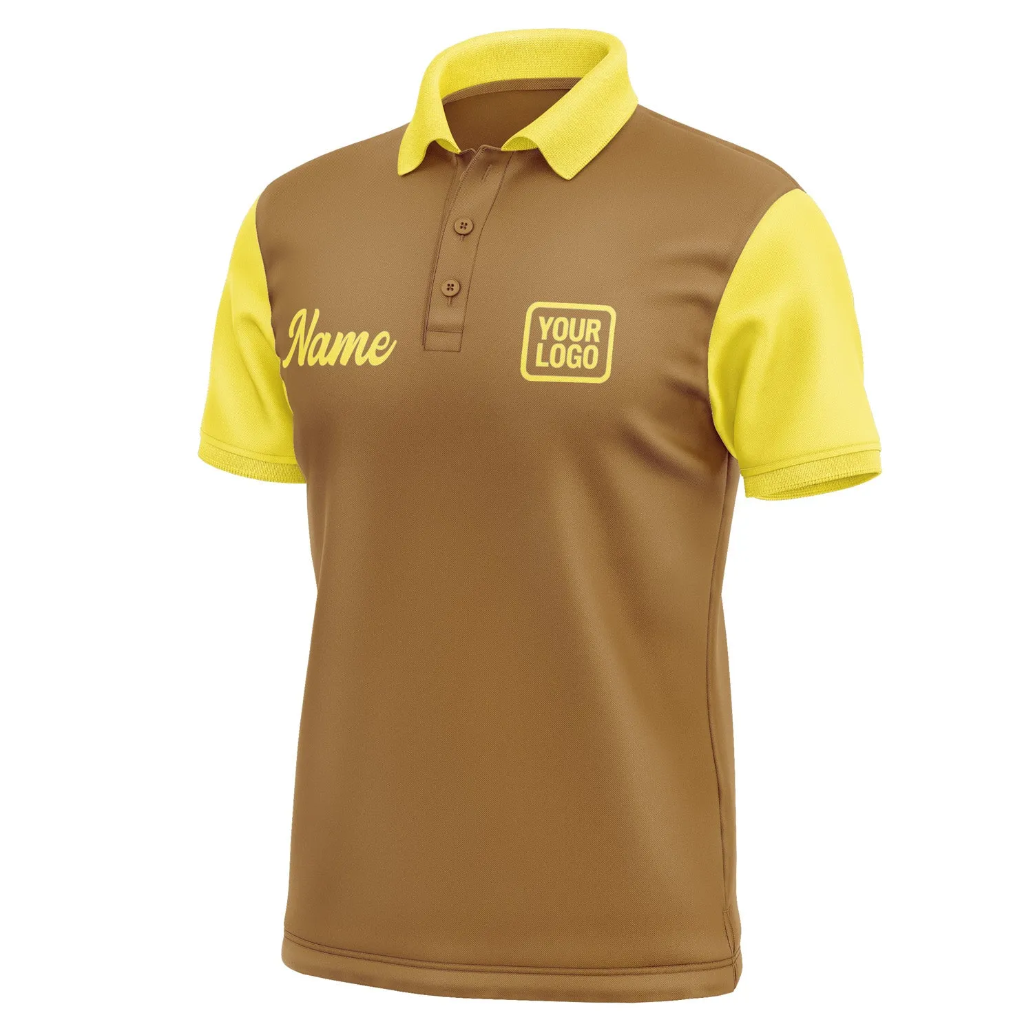 Custom Khaki Light Yellow Short-Sleeve Polo Shirt