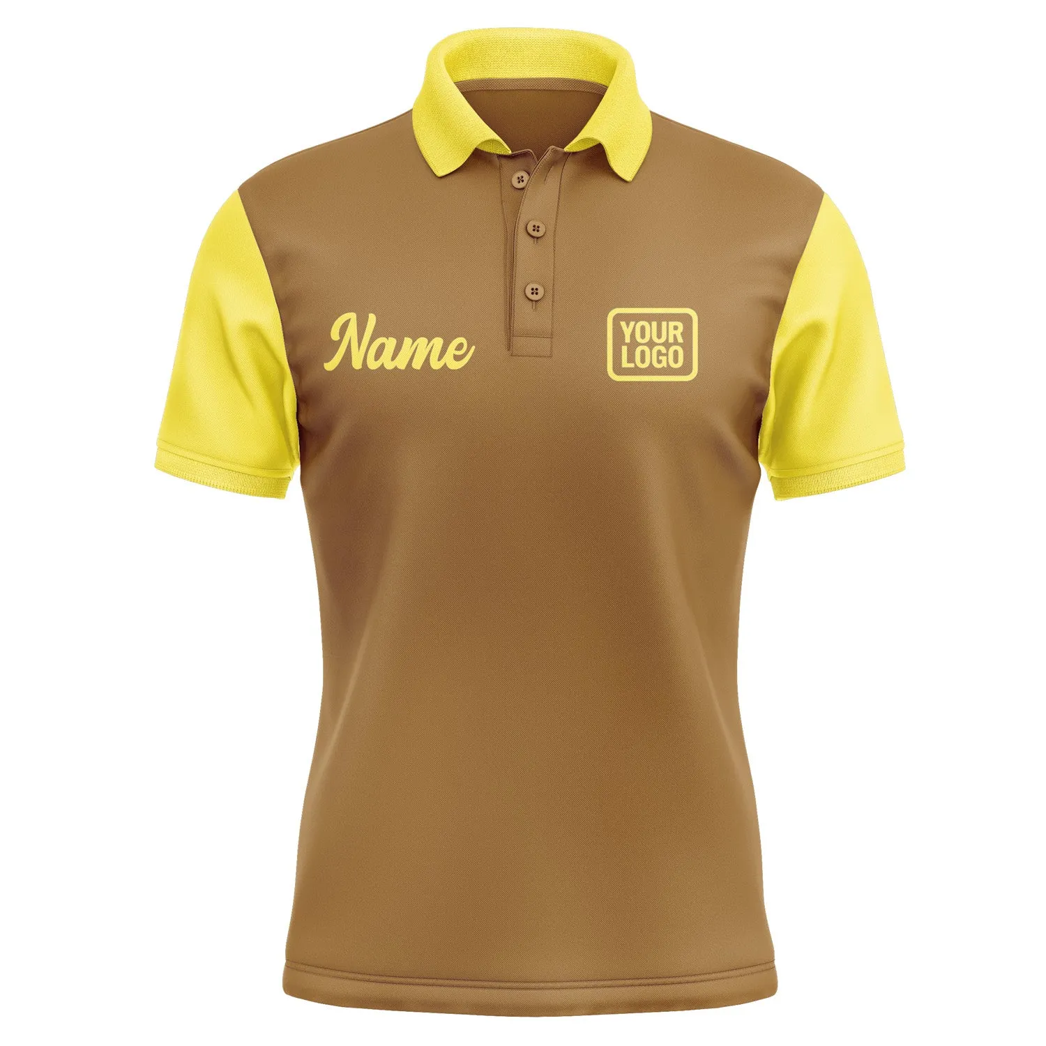 Custom Khaki Light Yellow Short-Sleeve Polo Shirt