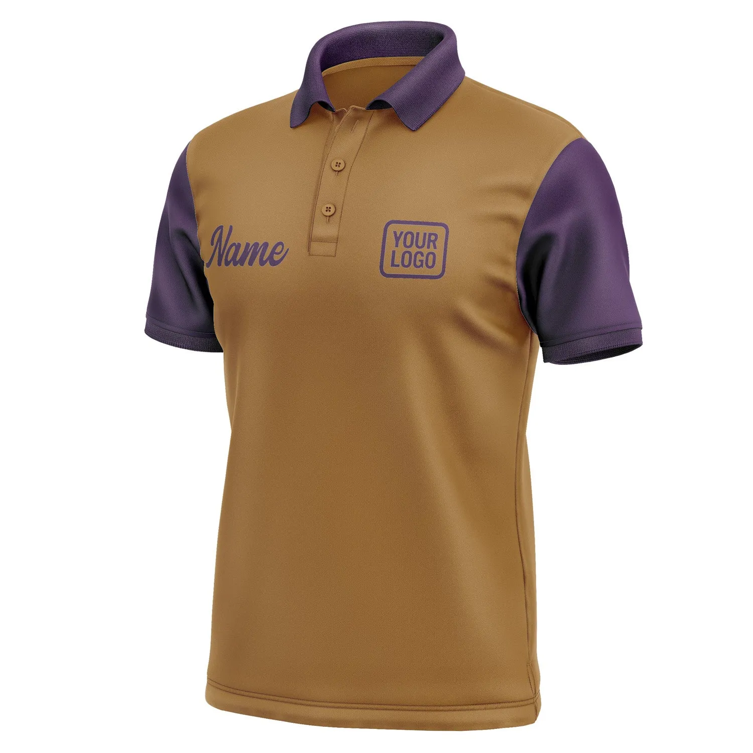 Custom Khaki Purple Short-Sleeve Polo Shirt