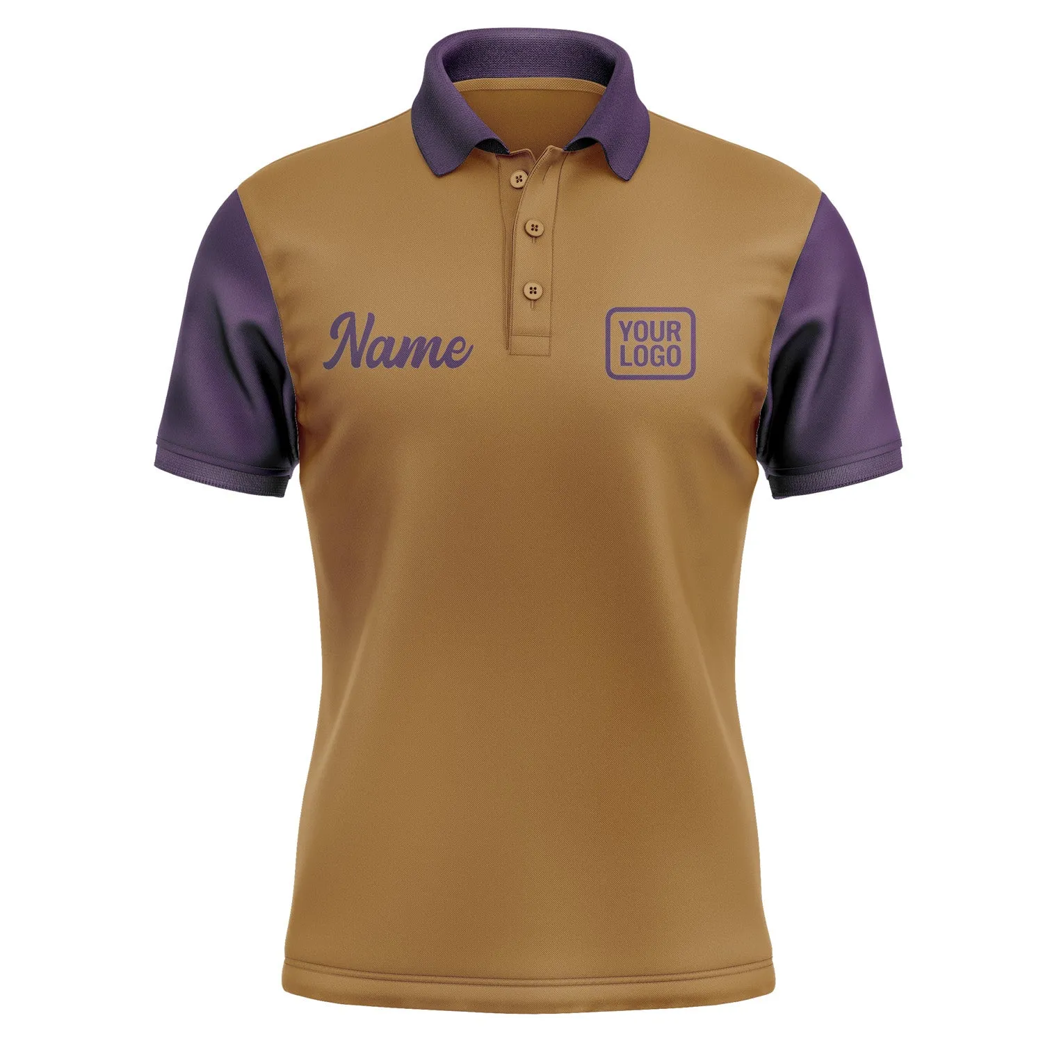 Custom Khaki Purple Short-Sleeve Polo Shirt