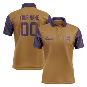 Custom Khaki Purple Short-Sleeve Polo Shirt
