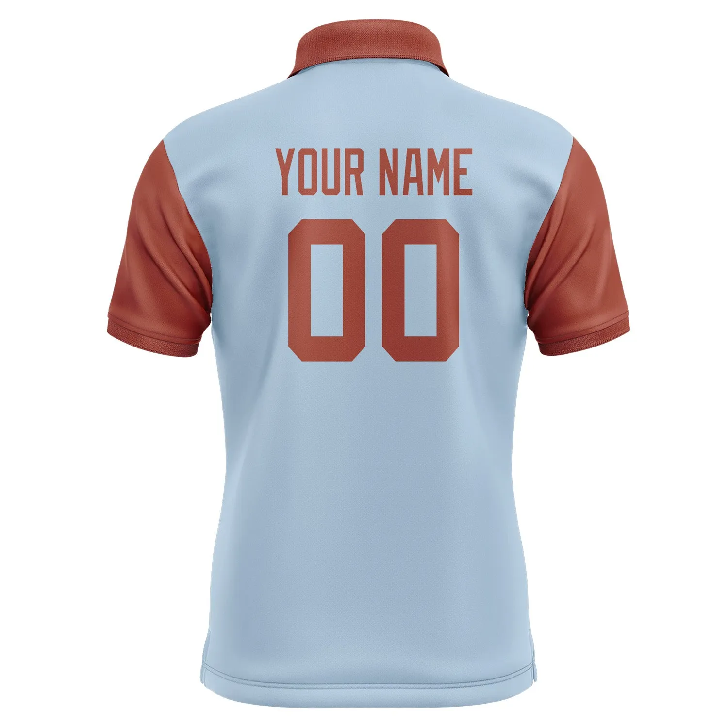 Custom Light Blue Coral Red Short-Sleeve Polo Shirt