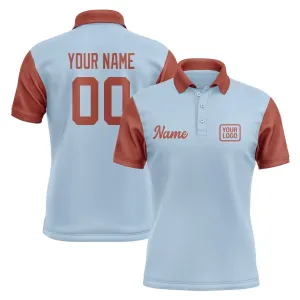 Custom Light Blue Coral Red Short-Sleeve Polo Shirt