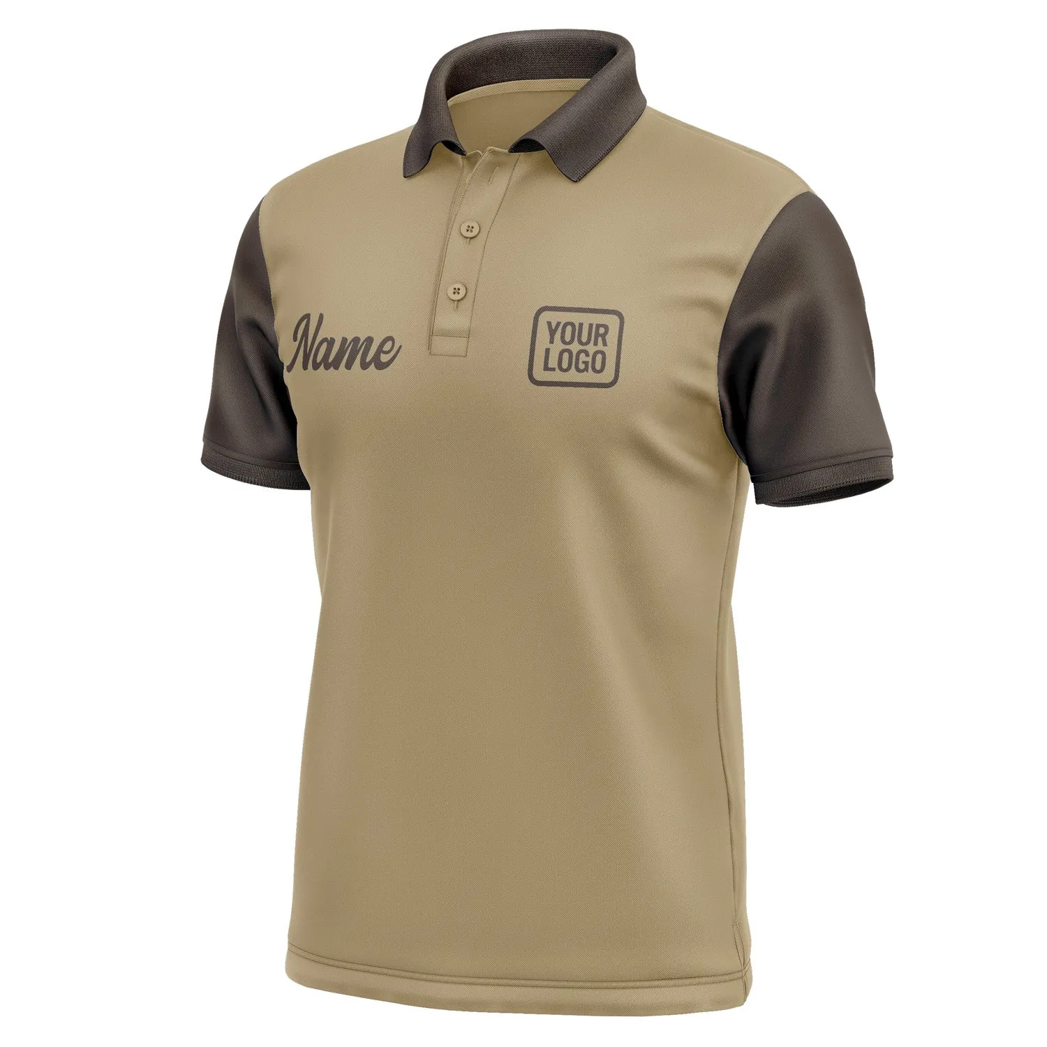 Custom Light Khaki Brown Short-Sleeve Polo Shirt