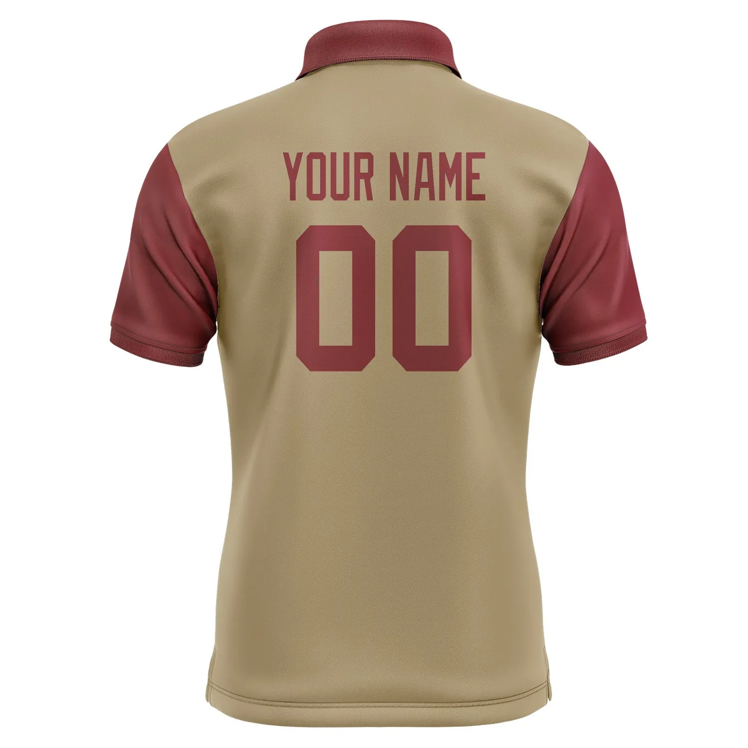 Custom Light Khaki Crimson Red Short-Sleeve Polo Shirt