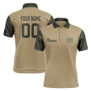 Custom Light Khaki Olive Short-Sleeve Polo Shirt