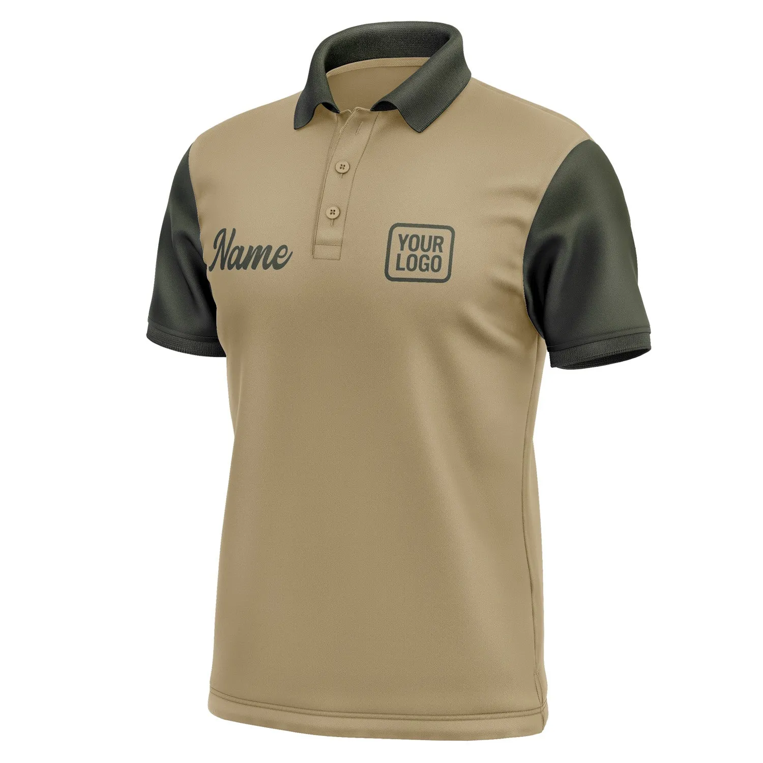 Custom Light Khaki Olive Short-Sleeve Polo Shirt