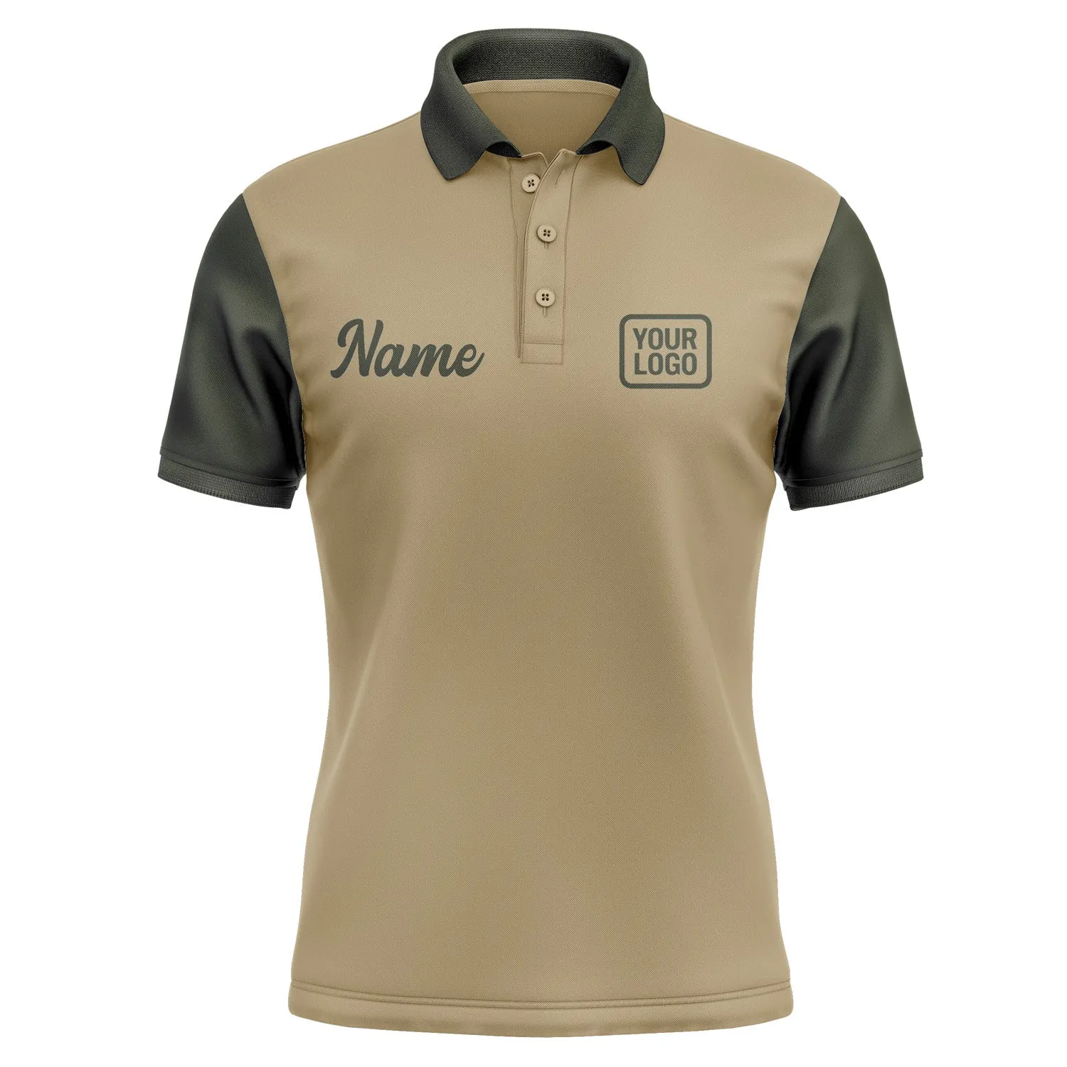 Custom Light Khaki Olive Short-Sleeve Polo Shirt