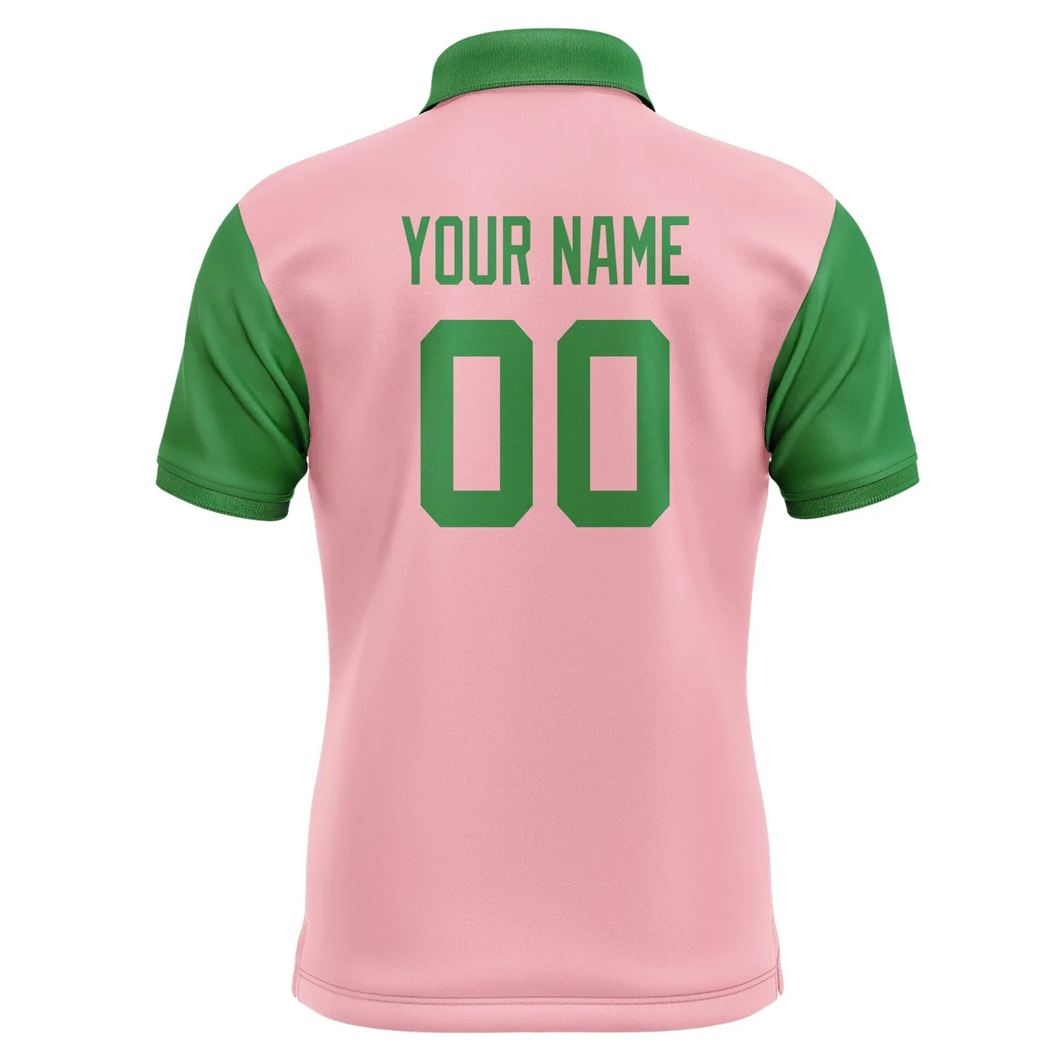 Custom Light Pink Emerald Green Short-Sleeve Polo Shirt