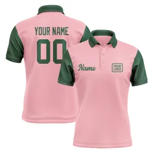 Custom Light Pink Green Short-Sleeve Polo Shirt
