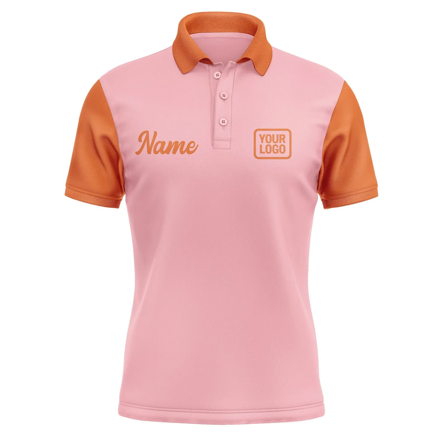 Custom Light Pink Orange Short-Sleeve Polo Shirt