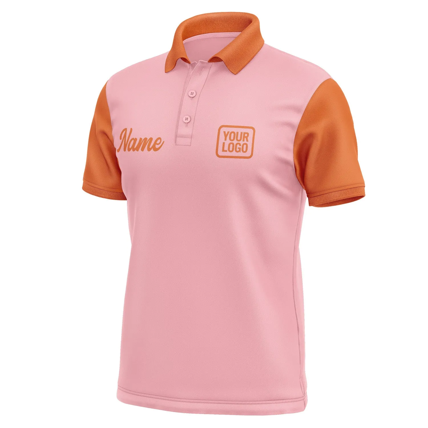 Custom Light Pink Orange Short-Sleeve Polo Shirt
