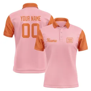 Custom Light Pink Orange Short-Sleeve Polo Shirt