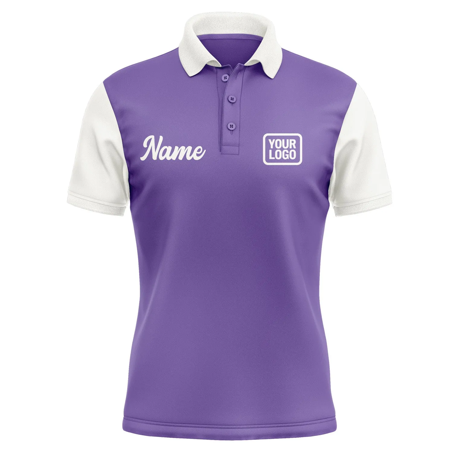 Custom Light Purple White Short-Sleeve Polo Shirt